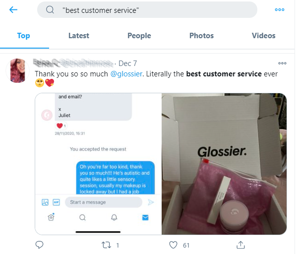customer service example on twitter