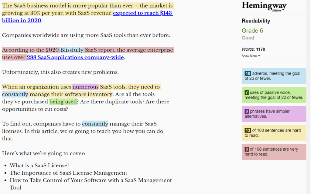 reader-friendly SaaS content example